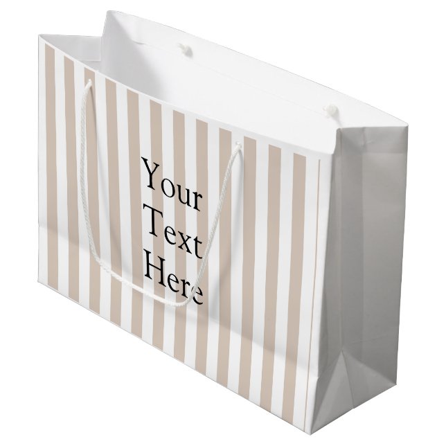 Almond & White Stripes  Große Geschenktüte (Vorderseite Schrägansicht)