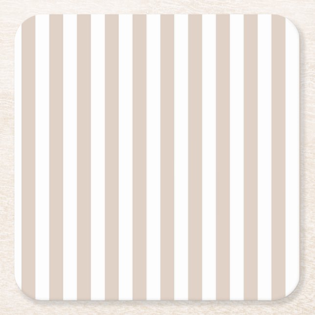 Almond & White Stripes Rechteckiger Pappuntersetzer (Vorderseite)