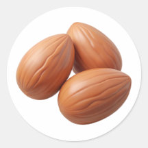 Almonds en plastique 3D - Étiquette rond brillant