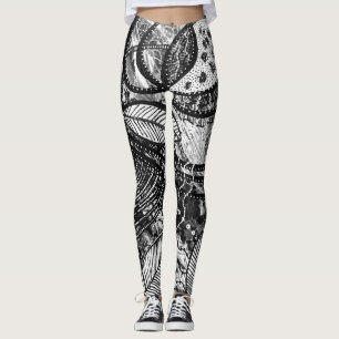 Almost Everywhere 3 Schwarz-Weiß-Acrylmalerei Leggings