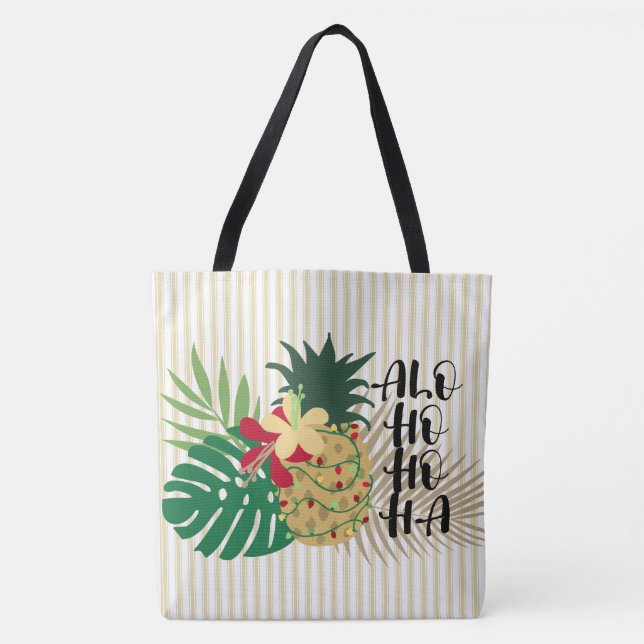 ALO-HO-HO-HA Hawaiian Tropical Pineapel Beach Bag Tasche (Vorderseite)