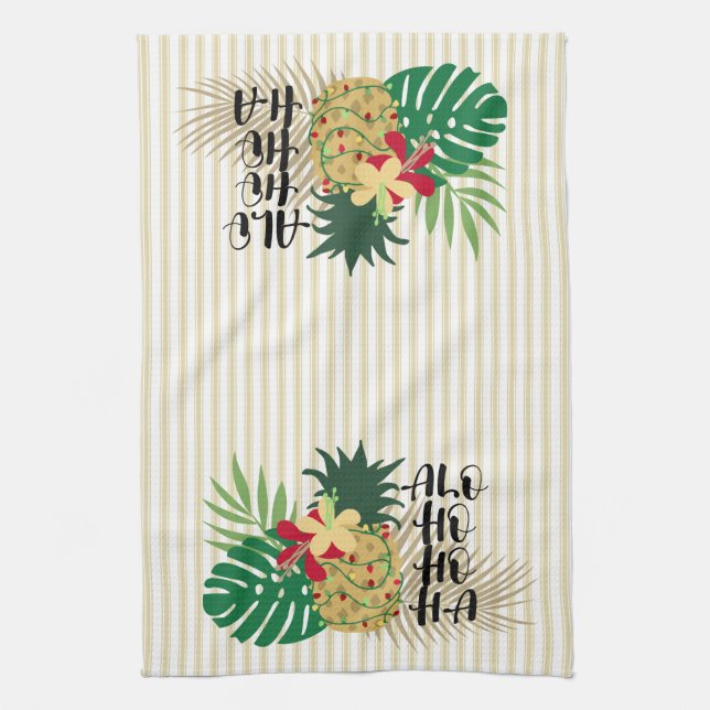 ALO-HO-HO-HA Hawaiianische Ananas Geschirrtuch (Vertikal)