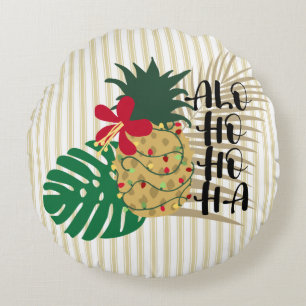 ALO-HO-HO-HA Hawaiianische Ananas Rundes Kissen