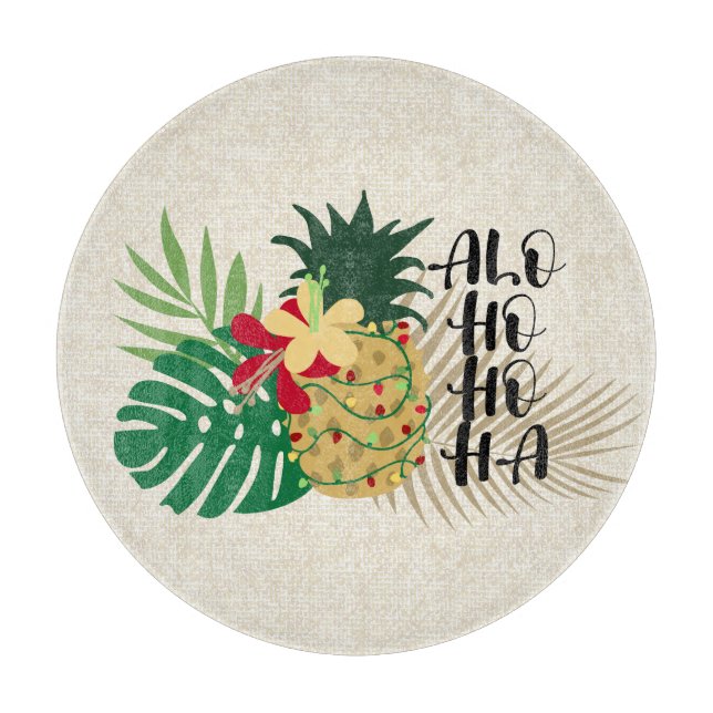 ALO-HO-HO-HA Hawaiianischer Tropischer Ananas Door Schneidebrett (Vorderseite)