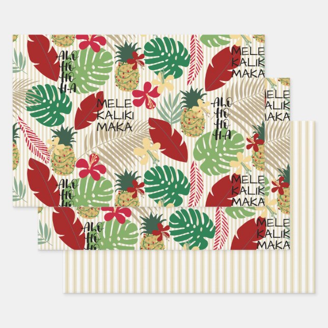 ALO-HO-HO-HA Hawaiischer Tropenurlaub  Geschenkpapier Set (Set)