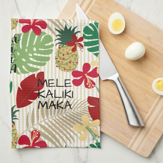 ALO-HO-HO-HA Hawaiischer Tropenurlaub  Geschirrtuch (Viertel Falte)