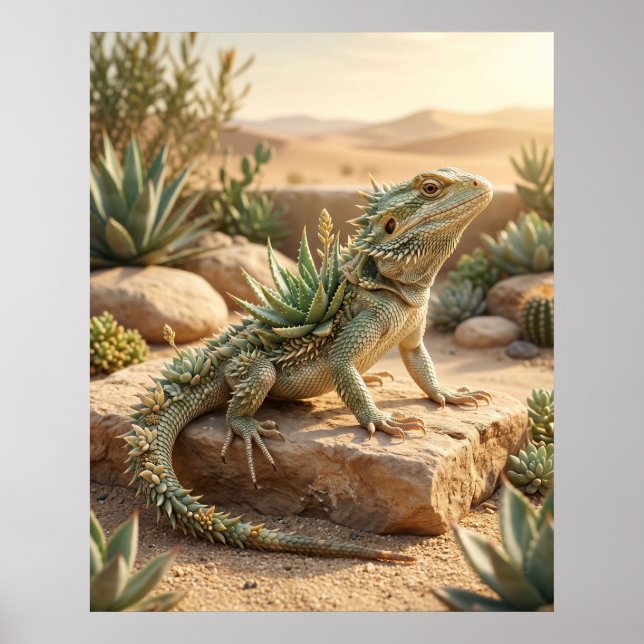 Aloe-Echse-Wüsten-Sonne Poster (Vorne)