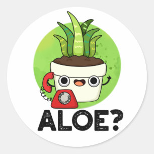 Aloe Funny Pflanze Hello Pun Runder Aufkleber