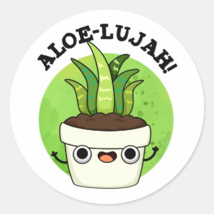 Aloe-llujah Funny Aloe Vera Pun Runder Aufkleber