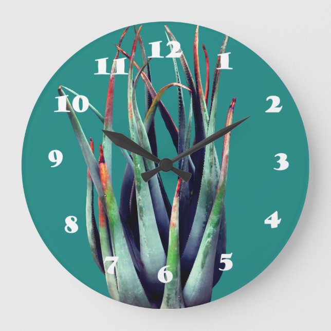 ALoe Pflanze Foto Wall Clock Große Wanduhr (Vorderseite)