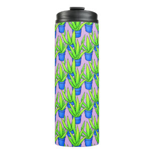 Aloe Sehr Pflanze mit Lila Hintergrund Thermosbecher