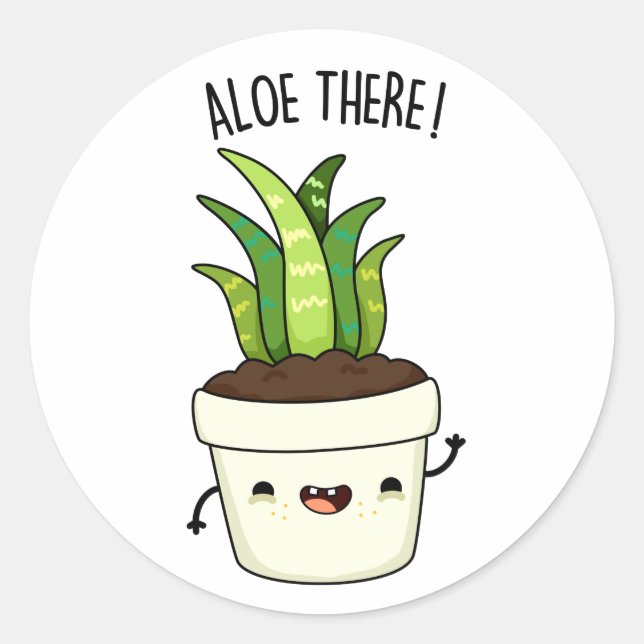 Aloe There Funny Aloe Vera Pun Runder Aufkleber (Vorderseite)