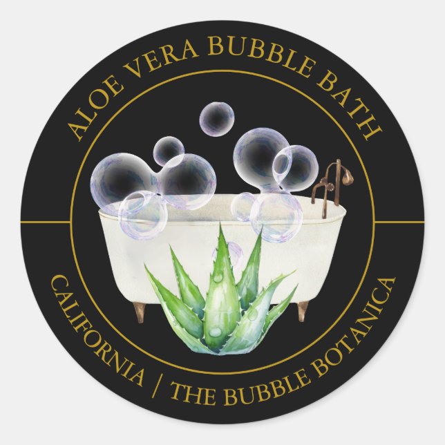 Aloe Vera Bubble Bath-Label Runder Aufkleber (Vorderseite)
