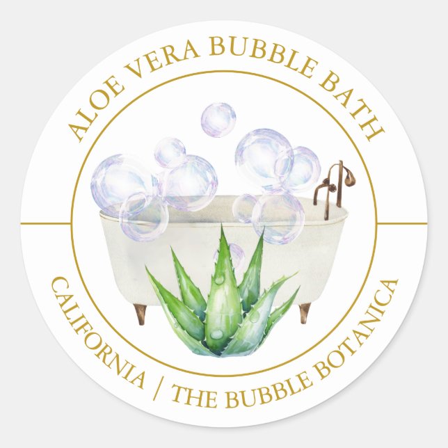 Aloe Vera Bubble Bath-Label Runder Aufkleber (Vorderseite)