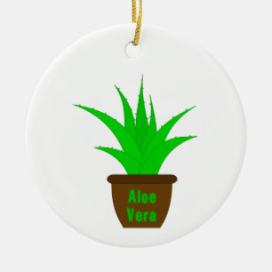 Aloe Vera mit einem Label Keramik Ornament