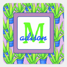 Aloe Vera Pflanze Muster Mit Monogramm