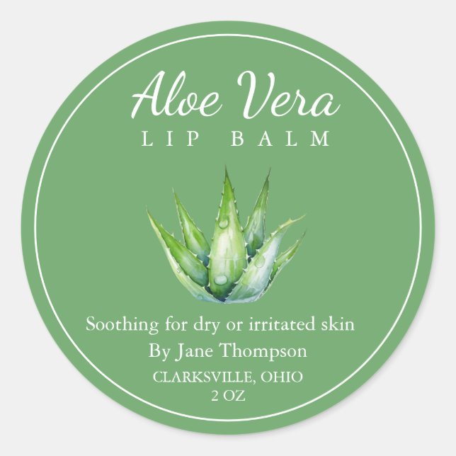 Aloe vera Salve / balm Label Runder Aufkleber (Vorderseite)