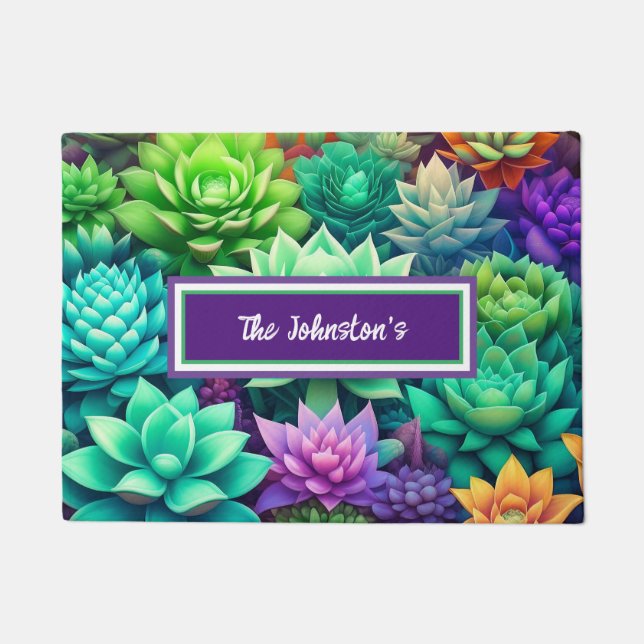 Aloe Vera Succulents Personalisiert Fußmatte (Vorderseite)