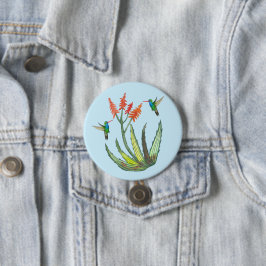 Aloe Vera Sukkulente Blume Hummingbirds Wasserfarb Button