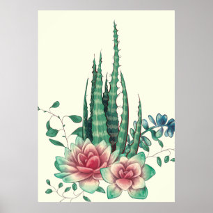 Aloe Vera Über Blume Poster