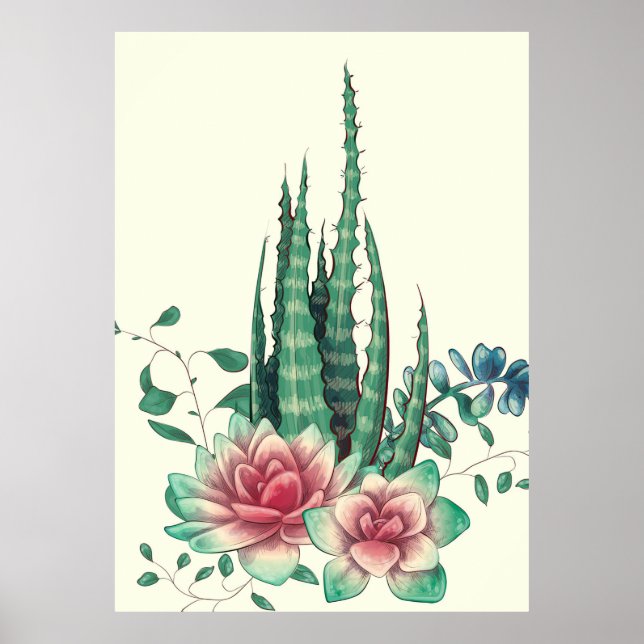 Aloe Vera Über Blume Poster (Vorne)
