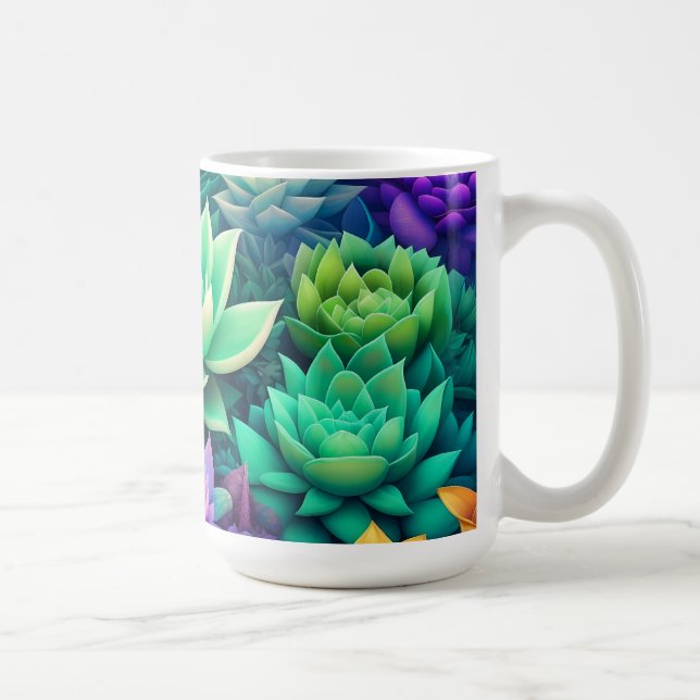 Aloe Vera und Succulents Collage Kaffeetasse (Rechts)