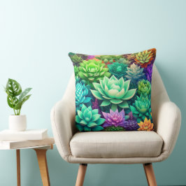 Aloe Vera und Succulents Collage Kissen