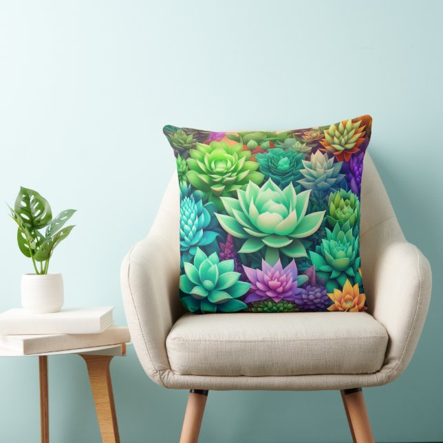 Aloe Vera und Succulents Collage Kissen (Stuhl )