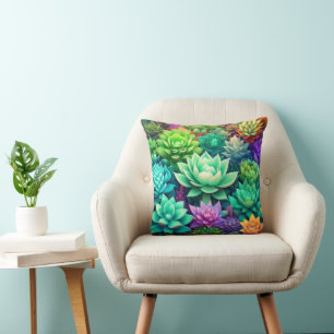 Aloe Vera und Succulents Collage Kissen