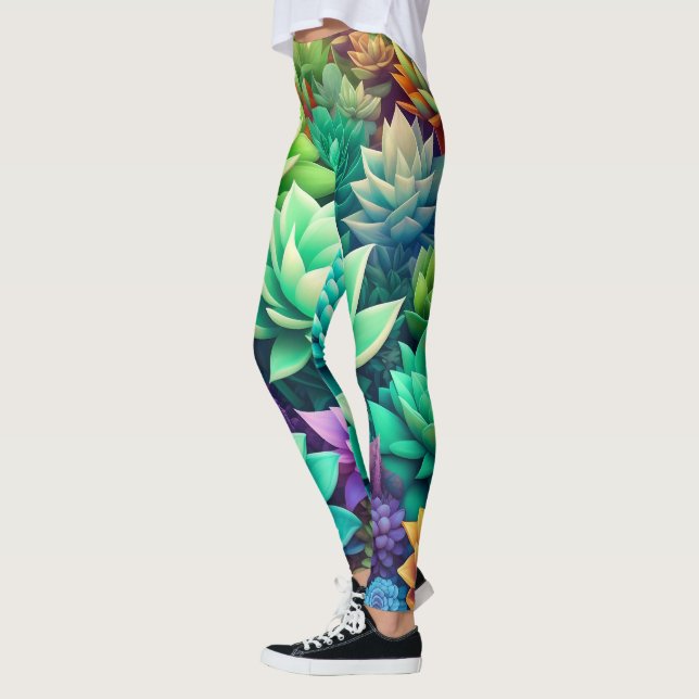 Aloe Vera und Succulents Collage Leggings (Links)