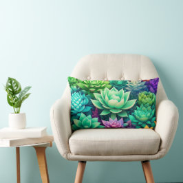 Aloe Vera und Succulents Collage Lendenkissen