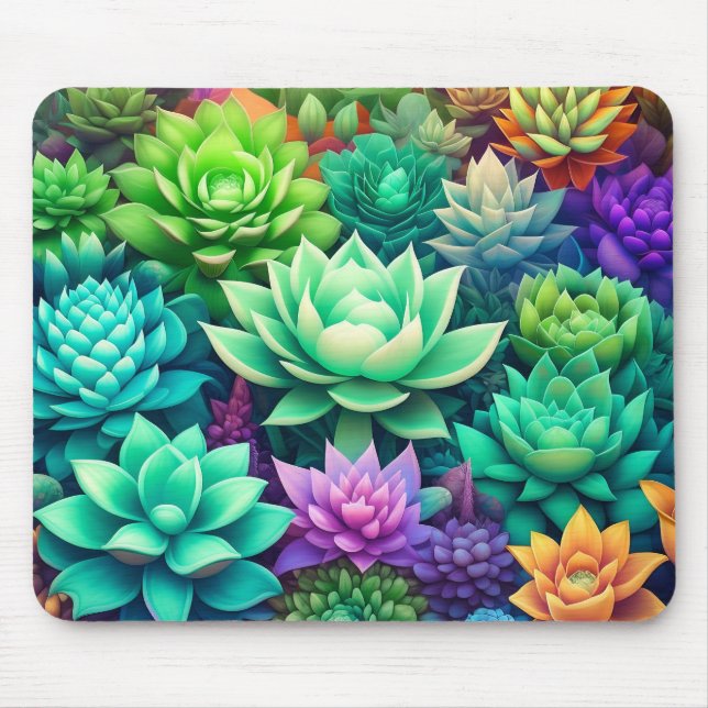 Aloe Vera und Succulents Collage Mousepad (Vorne)