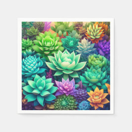 Aloe Vera und Succulents Collage Serviette