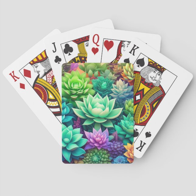 Aloe Vera und Succulents Collage Spielkarten (Rückseite)