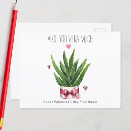 Aloe You Vera Much Pun Classroom Valentine Postkarte