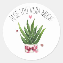 Aloe You Vera Much Pun Classroom Valentine Runder Aufkleber