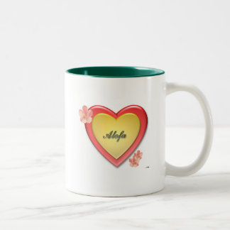 Alofa Samoa-Inseln w/Gold Herz Zweifarbige Tasse