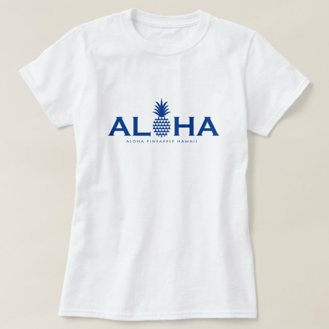 alohaパイナップル ブルーロゴ(heart） T-Shirt (Design vorne)