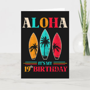 Aloha 19. Geburtstag Hawaii Tropischer Strand Surf Karte