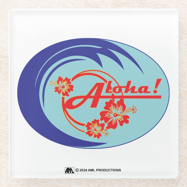 ALOHA 2-LOGO GLASUNTERSETZER (Vorderseite)