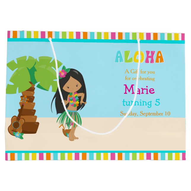 Aloha African American Girl Vielen Dank Große Geschenktüte (Rückseite)