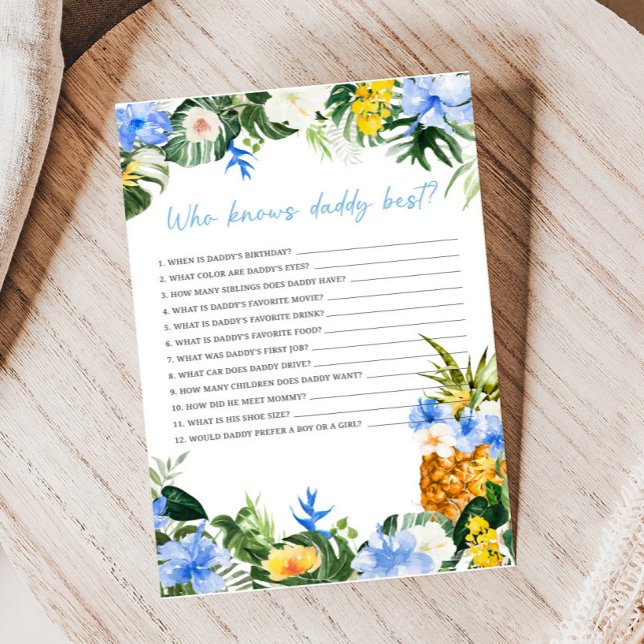 Aloha-Ananas-Baby-Shower-Wer-kennt-Papa-Spiel (Aloha Baby Baby Shower Game)