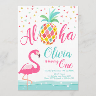 Aloha Ananas Flamingo Geburtstag Einladung Rosa