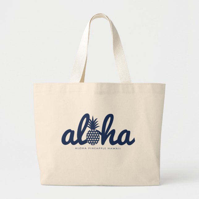 Aloha-Ananas-LogoColor-Navy Jumbo Stoffbeutel (Vorne)