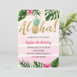 Aloha Anniversaire rose ananas Invitation