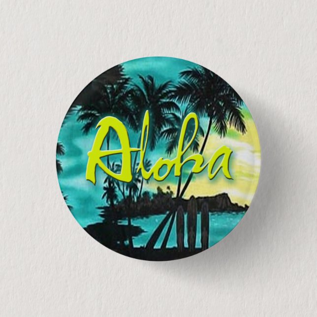 Aloha Aqua-Sonnenuntergang-Button Button (Vorderseite)
