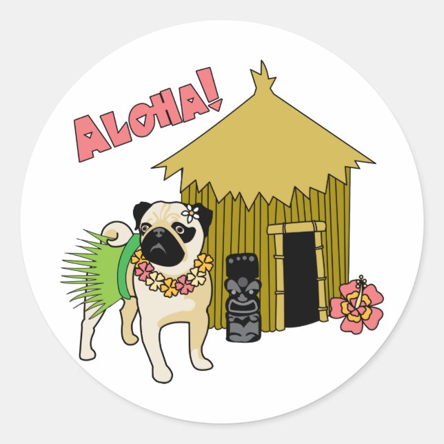 Aloha! Aufkleber für hawaiianischen Mops (Vorderseite)