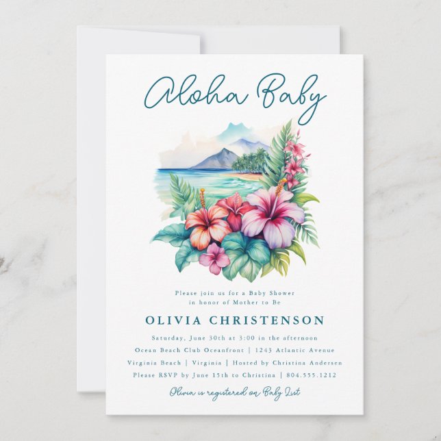 Aloha Baby Baby shower tropical Invitation (Devant)