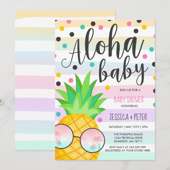 Aloha Baby Dusche Einladung Ananas Baby Dusche (Vorne/Hinten)