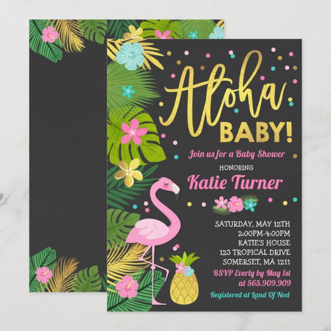 Aloha Baby Dusche Einladung Tropical Baby Dusche (Vorne/Hinten)